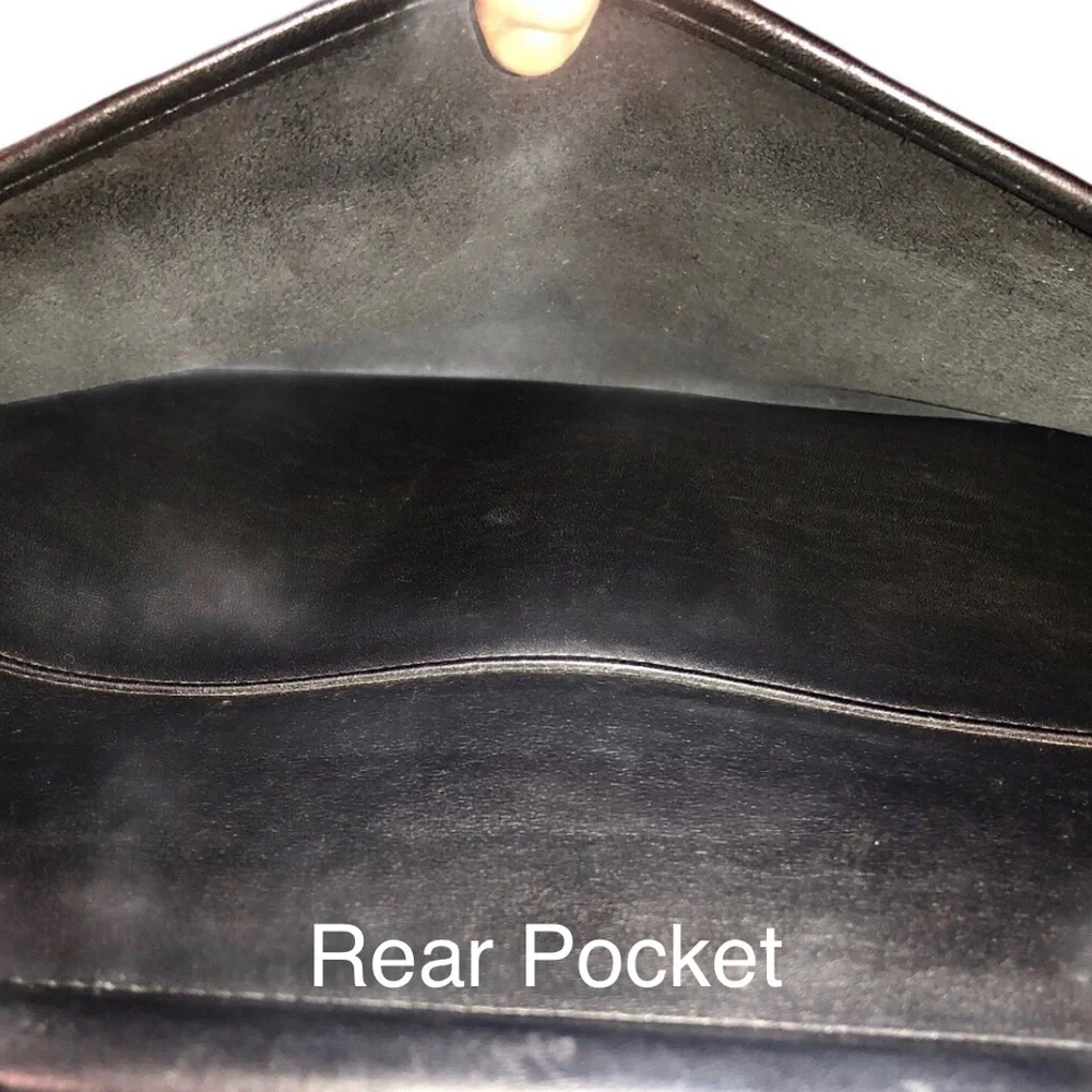 Vintage COACH Kensington Black Leather Briefcase with Dual Front Pockets Strap
